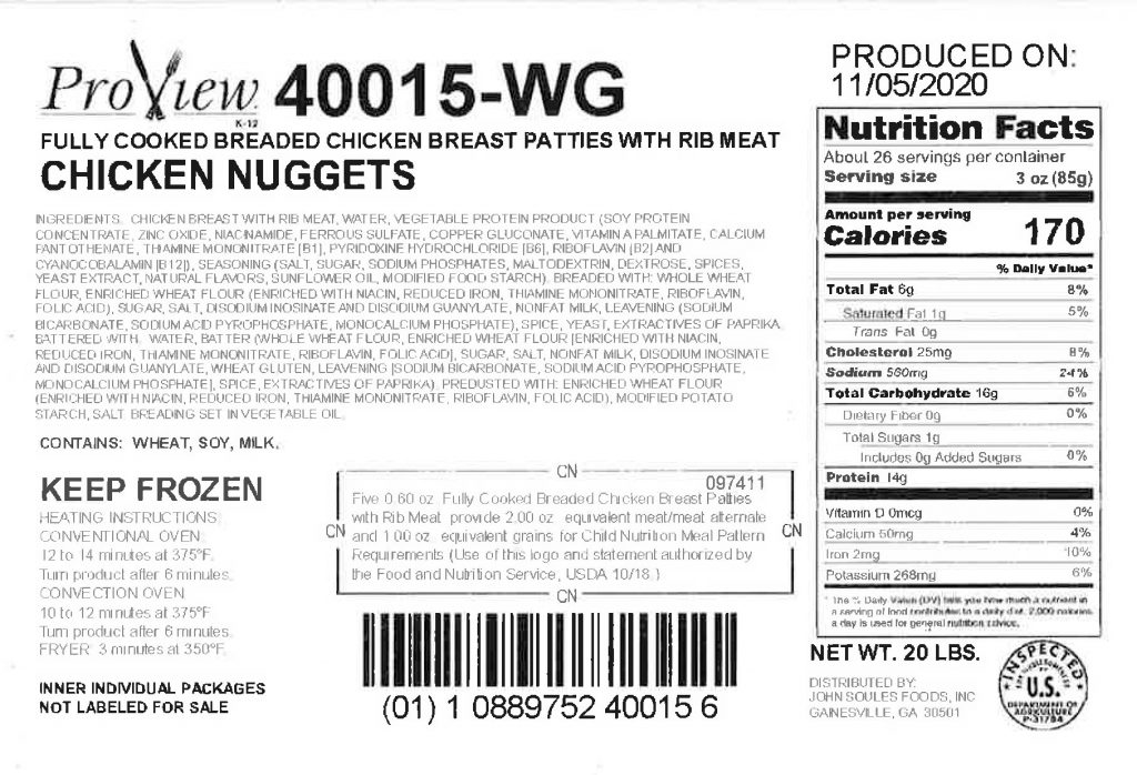 Whole Grain Breaded Nuggets Nutrition